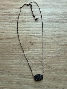 Kendra Scott Black Druzy Pendant Necklace